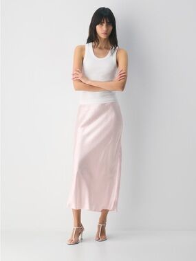 Aritzia Blush Pink Satin Maxi Skirt